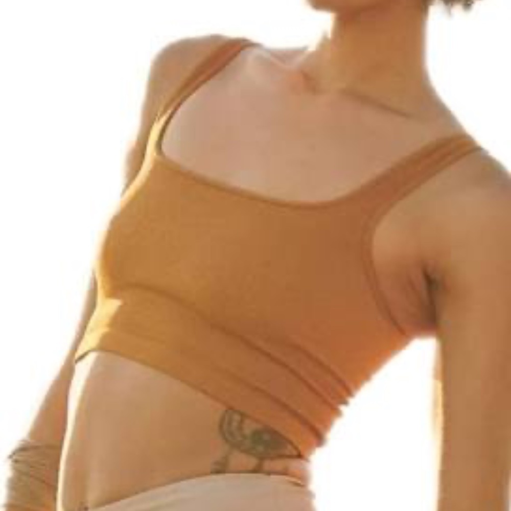 Happiness Runs Square Neck Tank Top in Brown/Tan by Free People Movement (M/L)